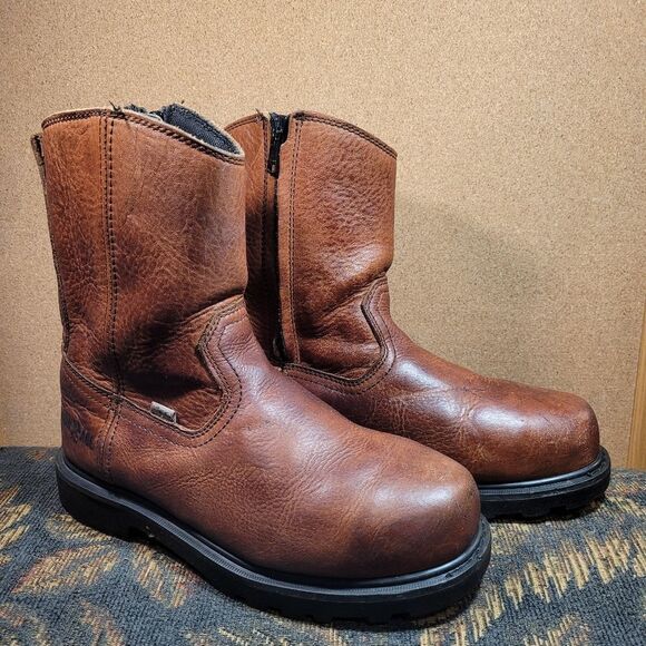 Iron Age Men's Wellington Composite Toe Brown Leather Work Boots Size 8 - Picture 1 of 8